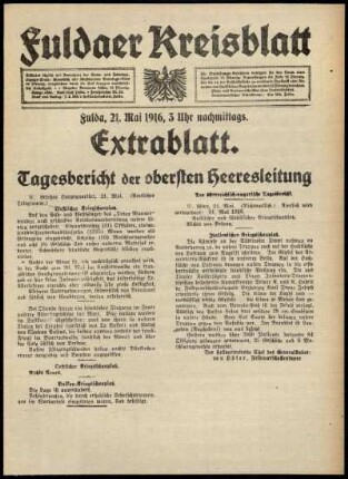 Ausgabe vom Sonntag, den 21. Mai 1916.