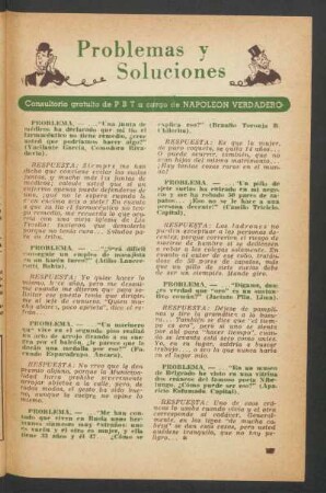 Problemas y soluciones : Consultorio gratuito de PBT a cargo de Napoleón Verdadero