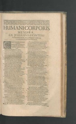 Humani Corporis Membra, Ex Johannis Honteri ...