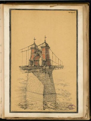 Brückenpfeiler einer Hängebrücke Monatskonkurrenz März 1893: Variante 2: Perspektivische Ansicht