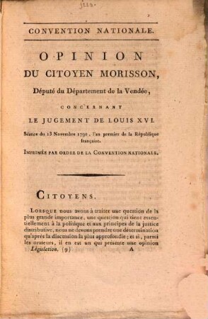 Opinion de Claude Fauchet, Député du Calvados, sur le jugement du ci-devant Roi