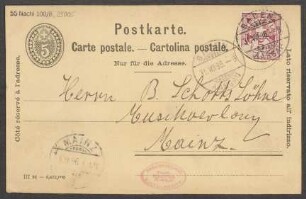 Brief an B. Schott's Söhne : 31.08.1896