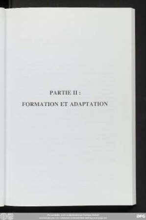 Partie II: Formation Et Adaptation