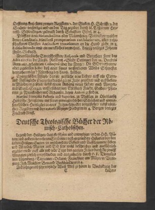 Deutsche Theologische Bücher der Römisch-Catholischen.