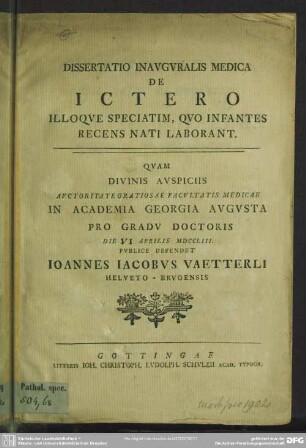 Dissertatio Inauguralis Medica De Ictero Illoque Speciatim, Quo Infantes Recens Nati Laborant