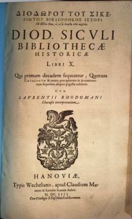 Diodōru Tu Sikeliōtu Bibliothēkēs Historikēs biblia deka, hai meta dekada tēn prōtēn, 2