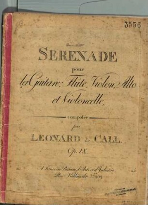 Sérénade pour la guitare, flûte, violon, alto et violoncelle : Op. IX