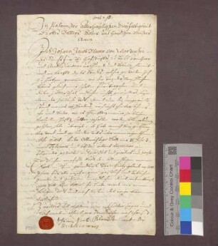 Testament des Basler Domherrn und Archidiakons Johann Jakob Blarer von Wartenseee.