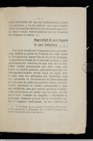 Seguridad de que llegará la paz definitiva