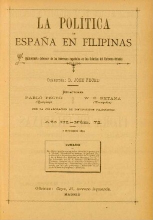 Núm. 72. 7 Noviembre 1893