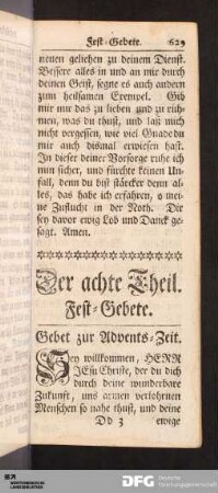 Der achte Theil. Fest-Gebete.