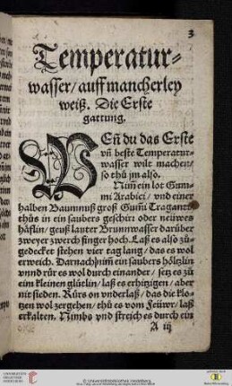 Temperanturwasser / auff mancherley weß. Die Erste gattung