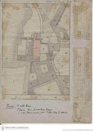 Grundriss der Palazzi Vaticani mit Legende - Rom, Vatikan, Plan der Gesamtanlage (siehe Steinmann, Die Sixtin. Kap. I Abb. 65)
