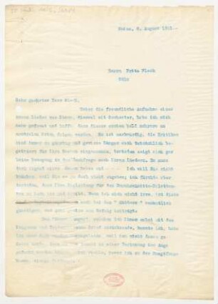 Brief an Fritz Fleck : 08.08.1911