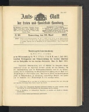 No. 98, 25. April 1918