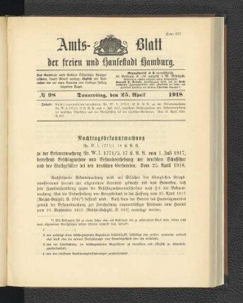 No. 98, 25. April 1918