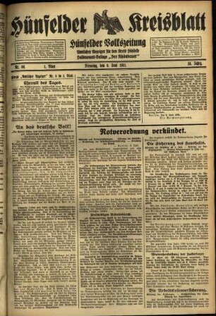 Erste Ausgabe vom Dienstag, den 09. Juni 1931.