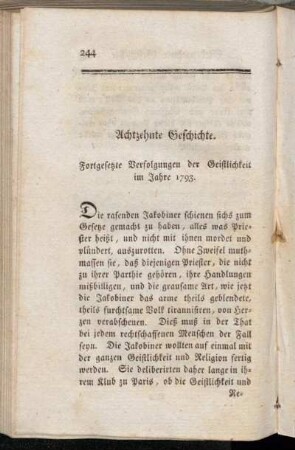 Achtzehnte Geschichte - Neunzehnte Geschichte