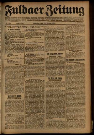 Erste Ausgabe vom Samstag, den 29. Januar 1916.