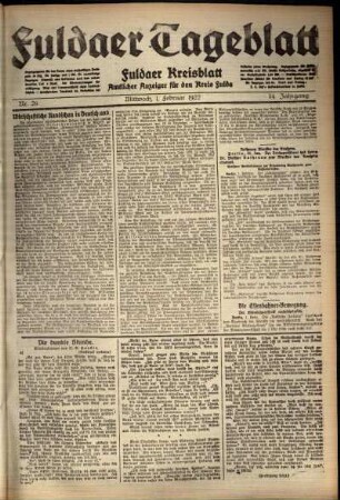 Ausgabe vom Mittwoch, den 01. Februar 1922.