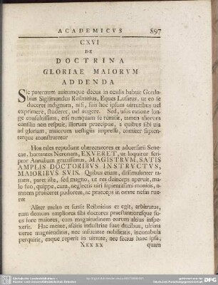 CXVI De Doctrina Gloriae Maiorum Addenda
