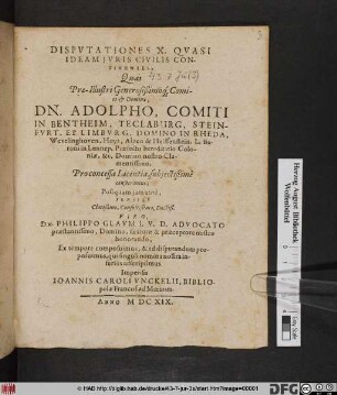 Disputationes X. Quasi Ideam Iuris Civilis Continentes