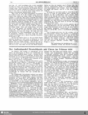 Der Außenhandel Deutschlands mit Uhren im Februar 1929