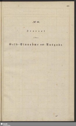 No 69. Journal über Geld-Einnahme und Ausgabe