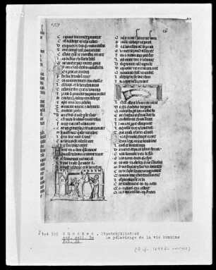 Le pélerinage de la vie humaine — Zwei Miniaturen, Folio recto