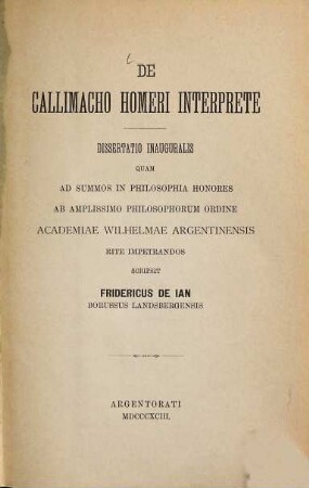 De Callimacho Homeri interprete