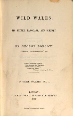 Wild Wales : its people, language and scenery ; in three volumes, 1