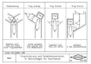 Troganordnung und Selektionsvarianten in Abrufanlagen für Zuchtsauen