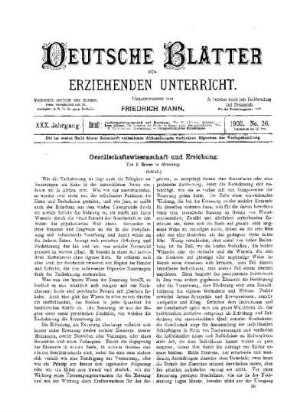 Gesellschaftswissenschaft und Erziehung : (Schluss)