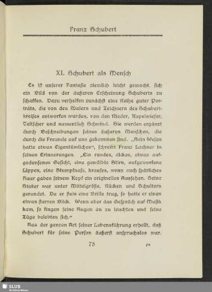 XI. Schubert als Mensch