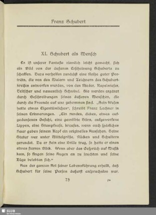 XI. Schubert als Mensch