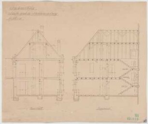 Fischer, Theodor; Höfen; Schule - Schuldienerwohnung (Querschnitt, Längsschnitt)