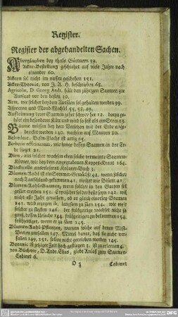 Register der abgehandelten Sachen