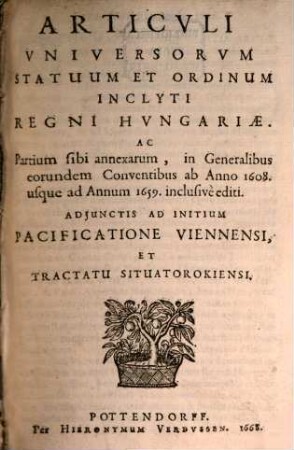 Articuli universorum statuum et ordinum inclyti regni Hungariae