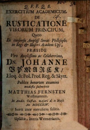 Exercitium acad. de rusticatione viror. principum