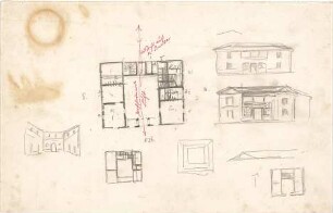 Hildebrand, Adolf von; Forte dei Marmi (Italien); Ferienhaus Hildebrand - Grundrisse, Ansichten, Detail, Innenraum (Perspektive)