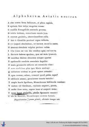 Alphabetum Aetatis nostrae