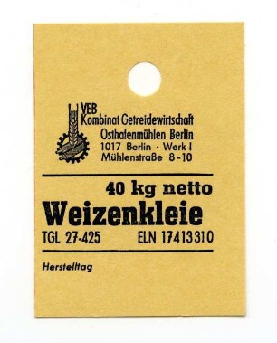 VEB Kombinat Getreidewirtschaft Osthafenmühlen Berlin
