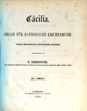Cäcilia : Organ für katholische Kirchenmusik. 8, 8. 1869