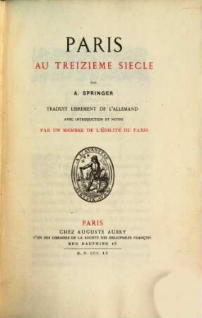 Paris au treizieme Siècle