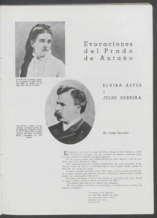 Evocaciones del Prado de Antaño : Elvira Reyes y Julio Herrera
