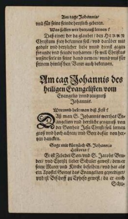 Am tag Johannis des heiligen Evangelisten ...