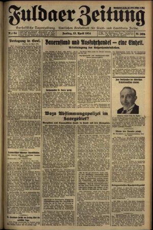 Ausgabe vom Freitag, den 13. April 1934.
