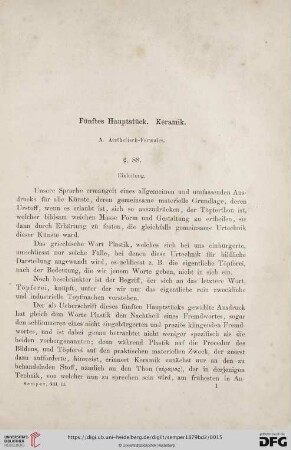 Fünftes Hauptstück: Keramik. A. Aesthetisch-Formales
