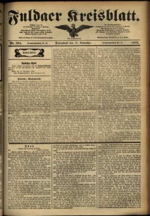 Erste Ausgabe vom Samstag, den 17. November 1906.