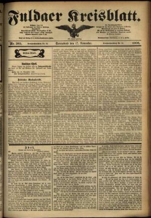 Erste Ausgabe vom Samstag, den 17. November 1906.